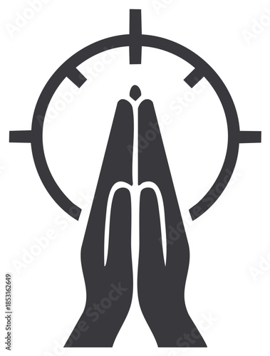 Praying Hands Symbol Target Focus Spirituality Religious Concept
