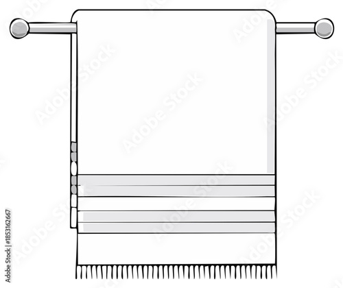 White Towel on Towel Rack Clean Bathroom Design Illustration Home Accessories Linens