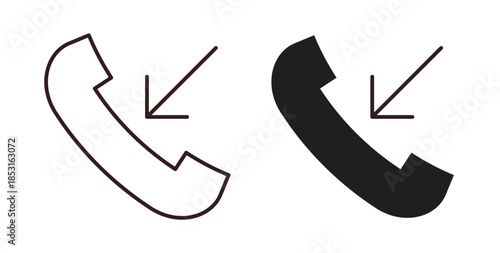 Incoming Call icons. thin line and glyph vector icons pack on white background