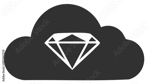Cloud computing diamond icon representing valuable data storage and premium digital services
