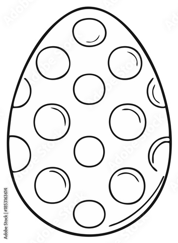 Stylized Easter Egg Shape with Circular Polka Dots for Holiday Decorations and Coloring Pages