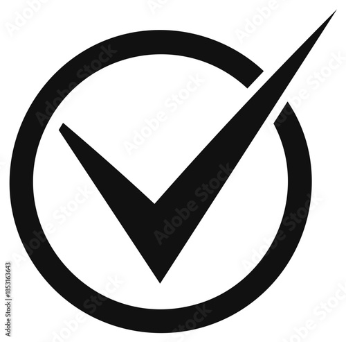 Black Checkmark Inside Circle Icon Symbolizing Approval Agreement Completion and Success Correct Mark