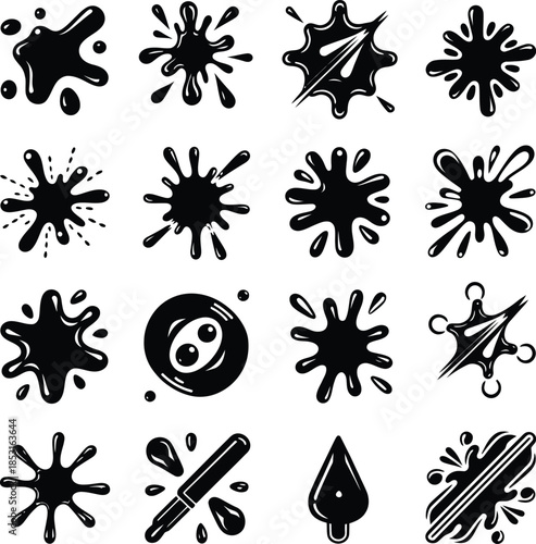 Black Ink Splatter and Paint Blot Vector Collection