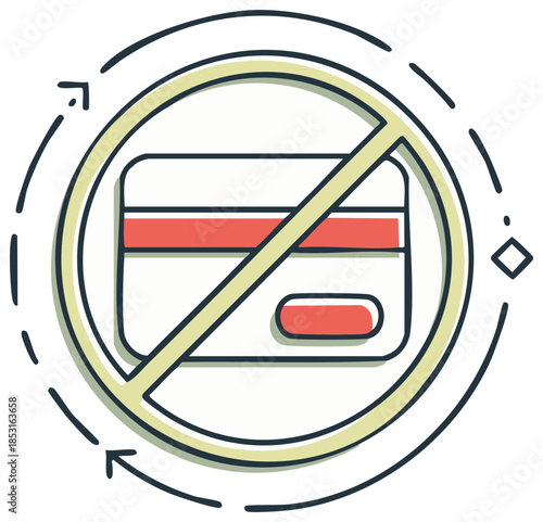 Credit card with prohibition sign indicating no payment or financial restrictions