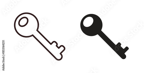 key icons. thin line and glyph vector icons pack on white background
