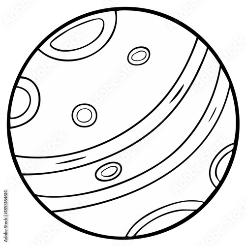 Planet with Rings and Oval Shapes Outer Space Illustration