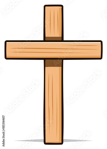 Simple Wooden Cross Illustration Symbol of Faith and Religion in Graphic Design