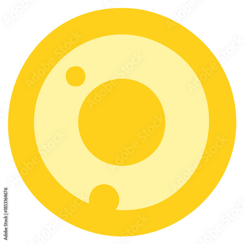 Abstract geometric yellow circle icon with orbital rings flat vector design