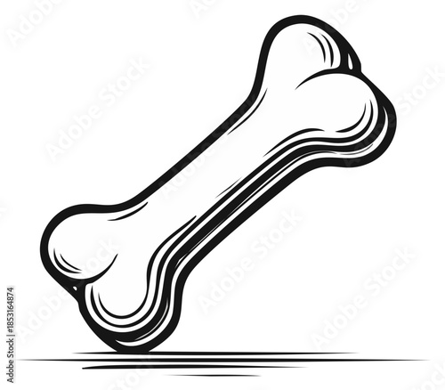 Illustrative Outline of a Classic Dog Bone Toy Isolated on White