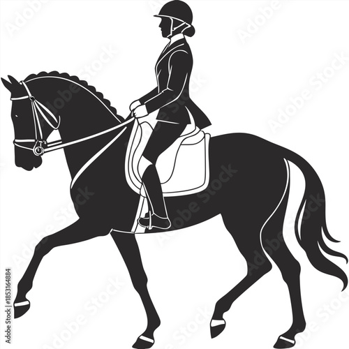 Vector illustration equestrian woman riding a horse