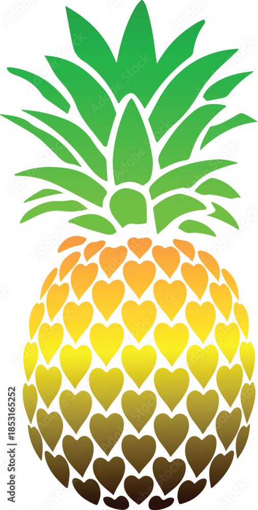 Obraz premium Pineapple made of hearts vector image