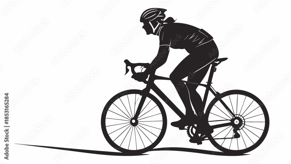 Obraz premium Vector illustration silhouette of a person riding a bicycle
