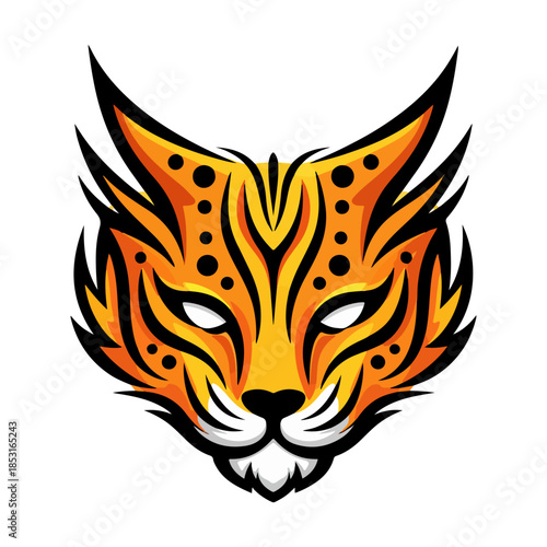 Stylized Tiger Face Mascot Vector Illustration