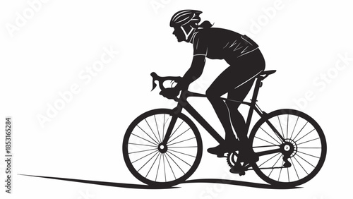 Vector illustration silhouette of a person riding a bicycle