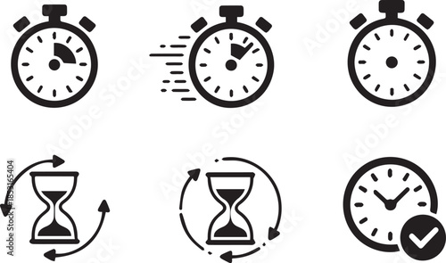 Timers icon set on transparent background. Stopwatch symbol. countdown Timer vector illustration