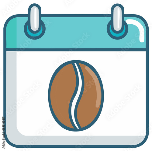 Calendar icon with coffee bean symbol for scheduling coffee breaks or events