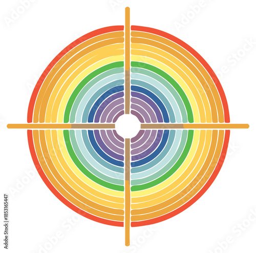 Vibrant rainbow target with precise crosshairs illustration representing diversity inclusion and aiming for goals