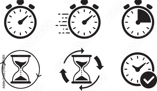 Timers icon set on transparent background. Stopwatch symbol. countdown Timer vector illustration
