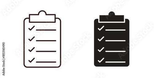 List check icons. thin line and glyph vector icons pack on white background