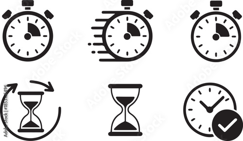Timers icon set on transparent background. Stopwatch symbol. countdown Timer vector illustration