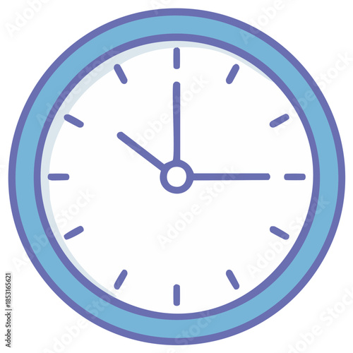 Simple blue analog clock face showing nearly ten oclock with clean modern design