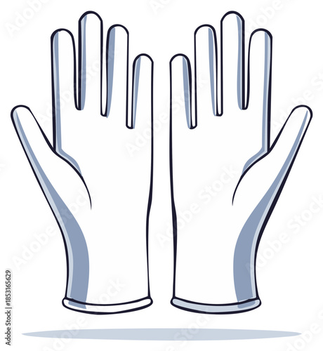 Pair of White Gloves for Protection, Cleanliness, Medical, Industrial, Work Safety, or Special Events