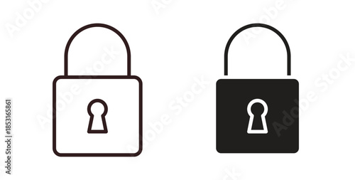 Lock icons. thin line and glyph vector icons pack on white background