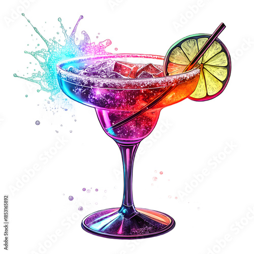 Vibrant margarita with lime and salt rim