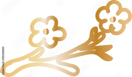 Plum Blossom Branch Hand Drawn Line Art