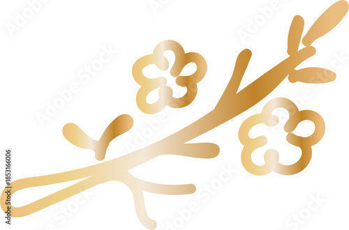 Cherry Blossom Branch Hand Drawn Line Drawing