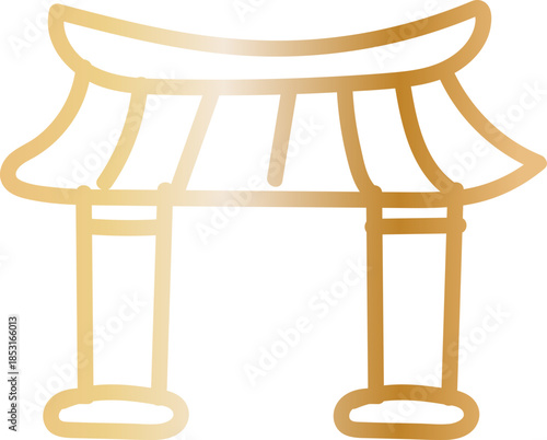 Chinese Shrine Gate Hand Drawn Line Icon