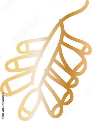 Lucky Bamboo Leaves Hand Drawn Line Art