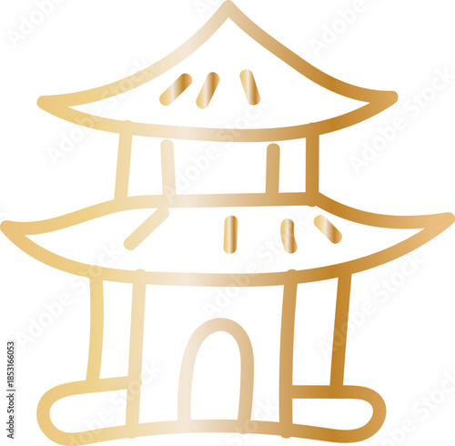 Pagoda Temple Hand Drawn Line Icon