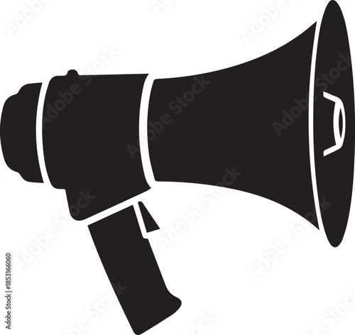 Bullhorn silhouette broadcasting equipment megaphone with handle black icon