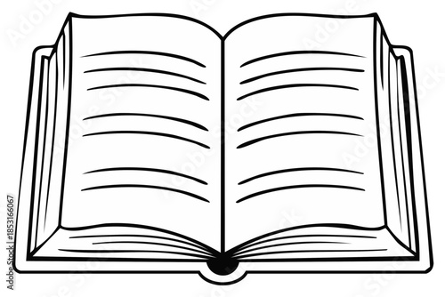 Open Book Line Art Education Knowledge and Learning