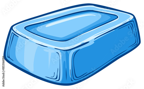 Illustration of a Blue Ice Block Reflector Pool or Container for Interior Design