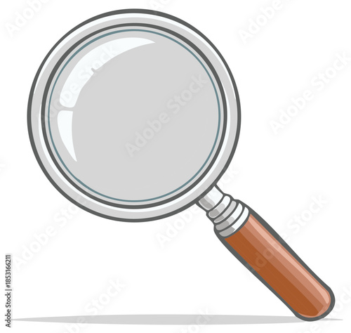 Cartoon style magnifying glass vector illustration for search discovery and research concepts