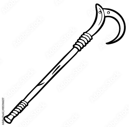 Stylized Illustration of a Traditional Agricultural Sickle Tool