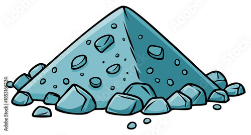 Teal Heap of Rocks and Small Pebbles Illustration with Cartoon Style