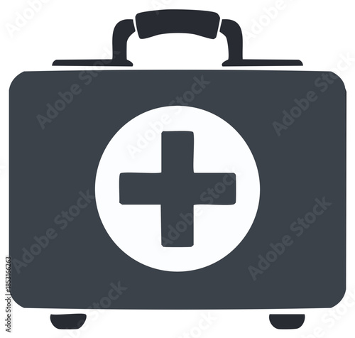 Medical first aid kit with cross symbol