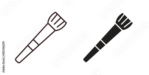 Makeup brush icons. thin line and glyph vector icons pack on white background