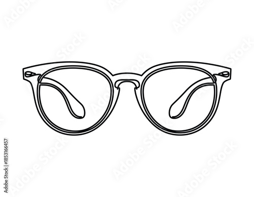 Line Black outline of round eyeglasses with clear lenses eyewear.
