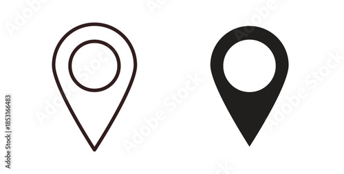 Map marker icons. thin line and glyph vector icons pack on white background
