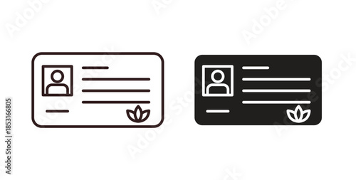 Medical marijuana card icons. thin line and glyph vector icons pack on white background