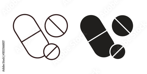 Medicine icons. thin line and glyph vector icons pack on white background