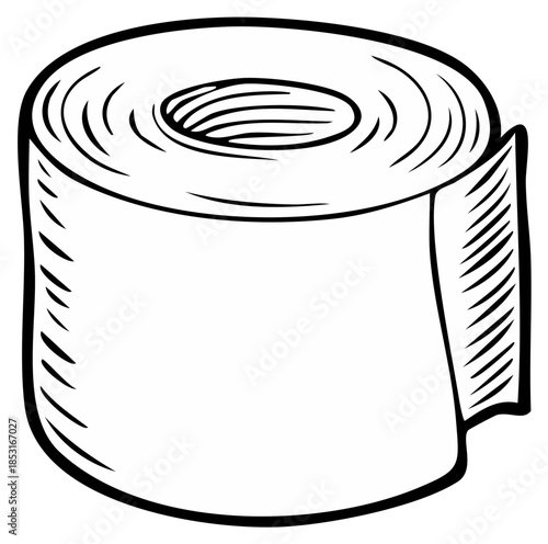 Roll of Toilet Paper in Hand Drawn Style Vector Illustration