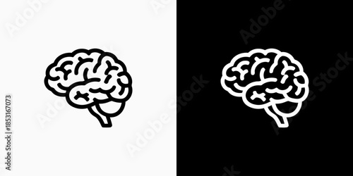 Brain line vector design in a modern, simple, clean, and abstract style. Icons for business, research, health, and science.