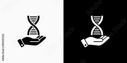 Vector design of DNA hand and symbol in modern, simple, clean and abstract style. Icon for business, research, health and science.