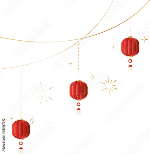 Elegant Hanging Chinese Lantern Line Art Decoration for Lunar New Year