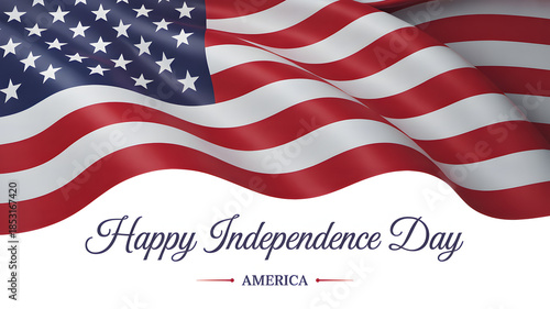 Free Download Waving american flag with happy independence day message for patriotic celebrations - GFXLoad